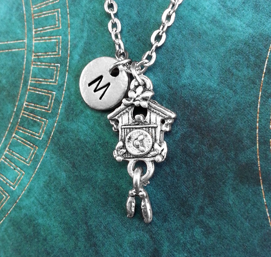 Cuckoo Clock Necklace Personalized Necklace Clock Pendant Etsy