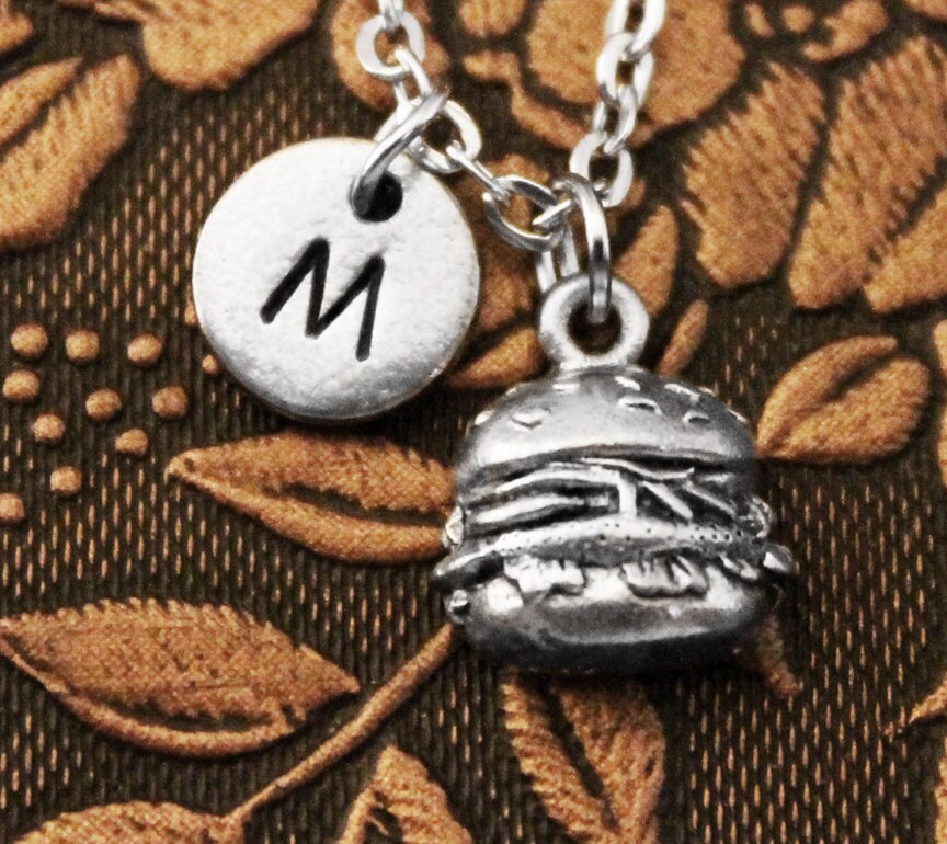 Burger Necklace SMALL Hamburger Charm Necklace Hamburger Jewelry Cheeseburger Necklace Cheeseburger Jewelry Fast Food Necklace Junk Food