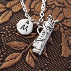 Golf Necklace, Initial Necklace, Personalized Necklace, Engraved Necklace, Golf Club Necklace, Monogram, Gold Necklace, Father&#39;s Day Gift