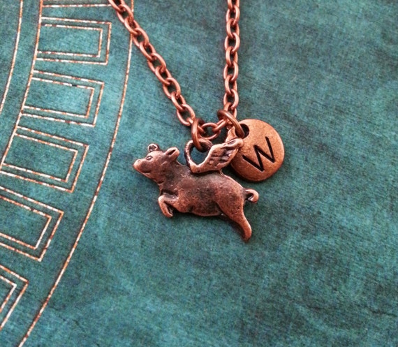 Flying pig shop necklace