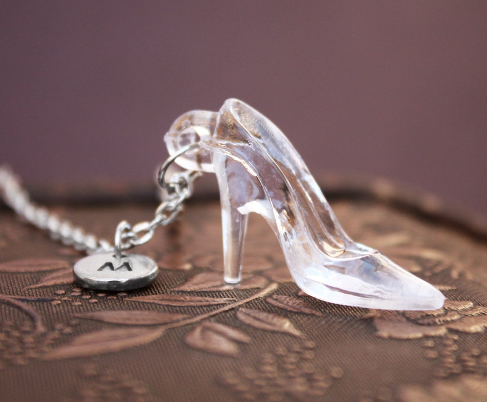 Glass Slipper Necklace High Heel Necklace Initial Necklace Etsy