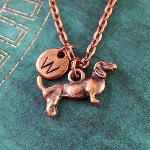 Dachshund Necklace, Personalized Necklace, Small Daschund Pendant, Custom Necklace Dog Necklace, Monogram Necklace, Dachshund Charm Necklace