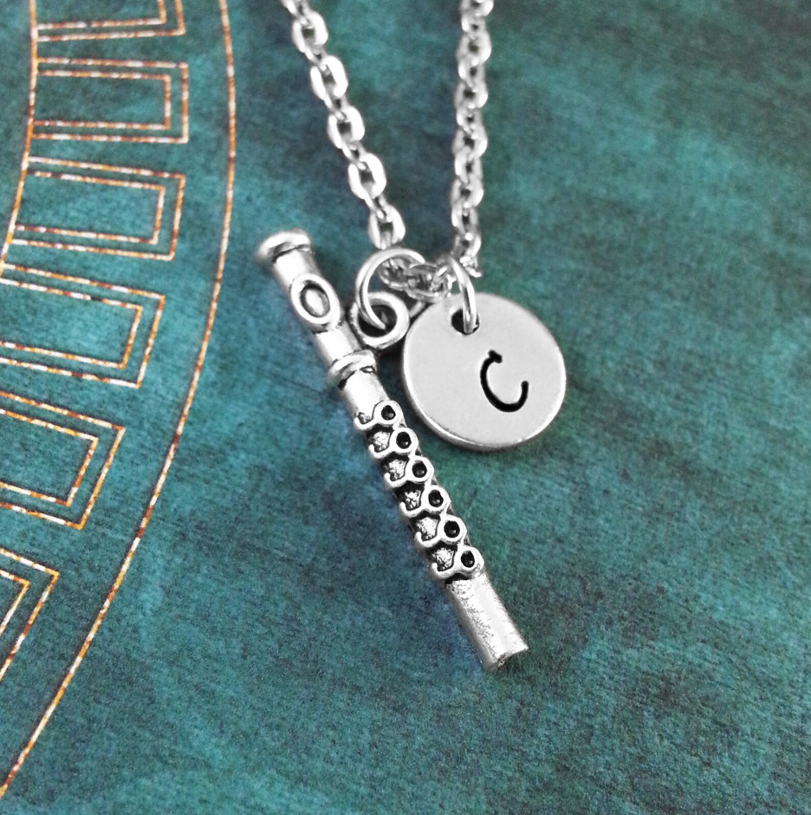 Flute Necklace SMALL Personalized Necklace Instrument Etsy