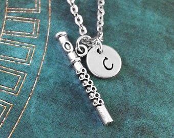 Flute Necklace, SMALL Personalized Necklace, Instrument Necklace, Music Jewelry, Music Gift, Flutist Gift, Music Teacher Gift, Flute Charm
