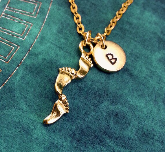 Footprint Necklace Gold Feet Charm Personalized Necklace Etsy