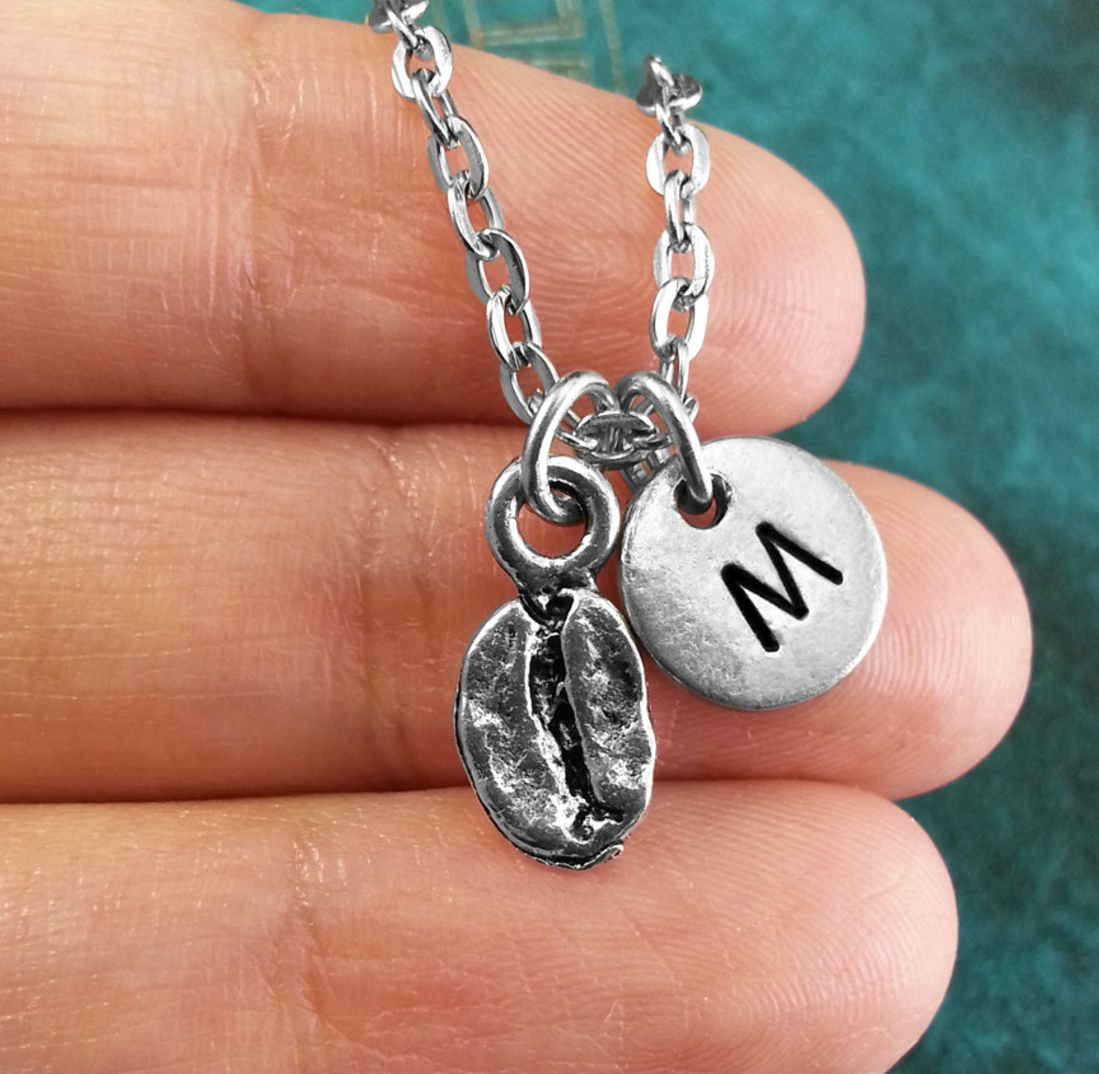 Coffee Bean Necklace VERY SMALL Personalized Necklace Coffee Etsy