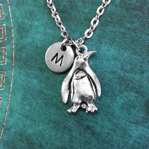 Penguin Necklace, Personalized Necklace, Penguin Pendant, Initial Necklace, Custom Animal Jewelry, Monogram Necklace Penguin Charm Necklace