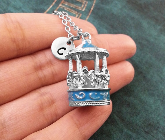 Carousel Necklace Carousel Jewelry Enamel Carousel Charm Necklace