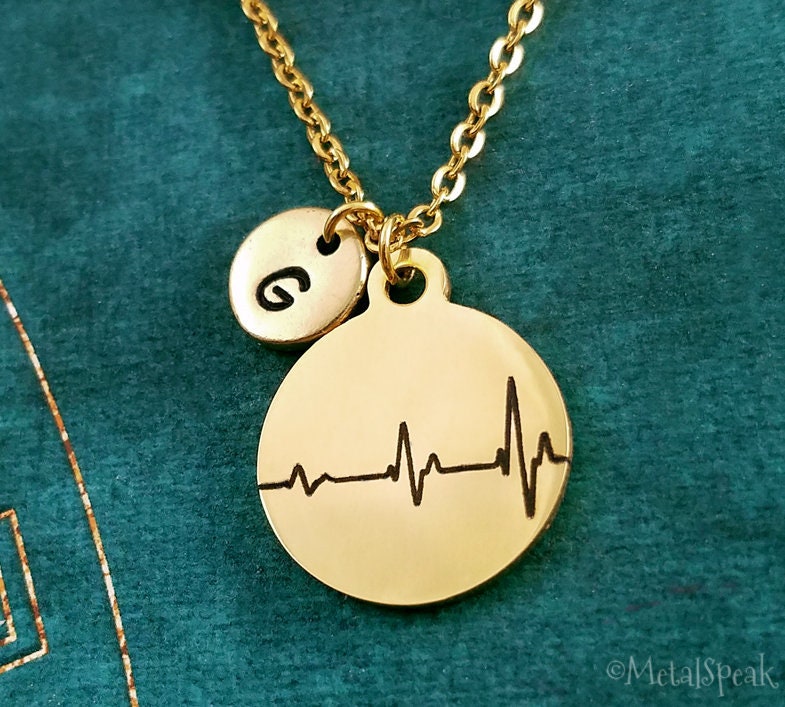 Heartbeat Necklace Engraved Heartbeat Pendant Necklace Heart