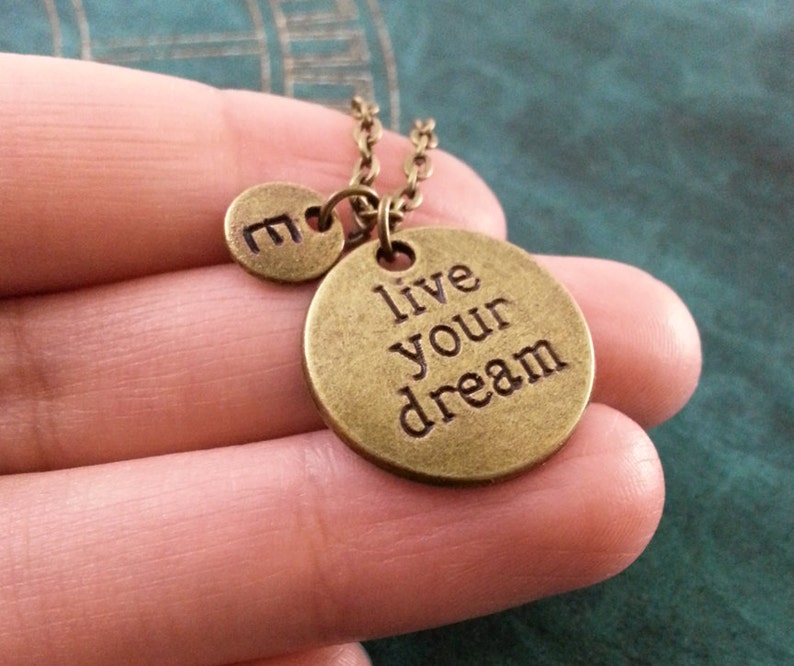 Live Your Dream Necklace Bronze Follow Your Dreams Necklace Etsy