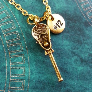 Lacrosse Necklace Initial Necklace Personalized Necklace Pendant Necklace Custom Necklace Crosse Charm Necklace Monogram Gold Lacrosse Stick