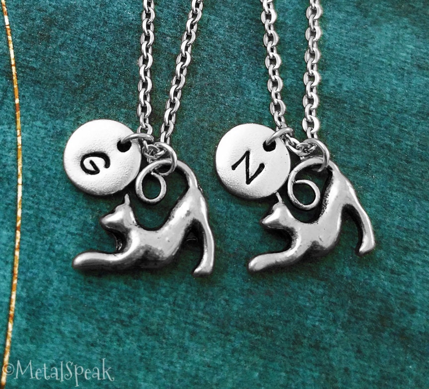 Cat Necklace SET of 2 Cat Necklaces Cat 