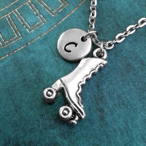Silver Rollerskate Necklace, Roller Derby Jewelry, Personalized Necklace, Roller Derby Gift, Monogram Necklace, Roller Skate Charm Necklace