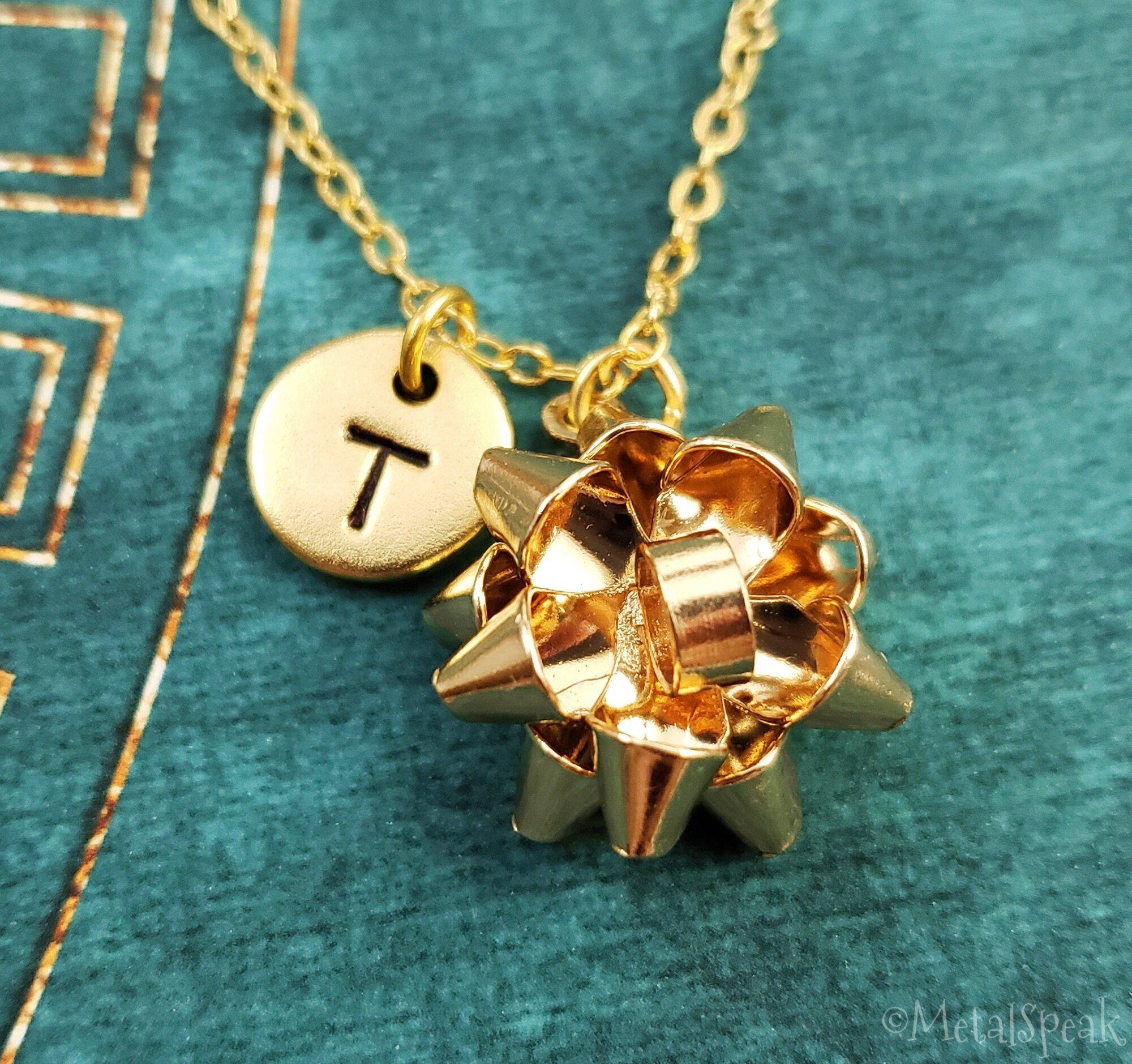 Gift Bow Necklace Christmas Jewelry SMALL Ribbon Charm Pendant