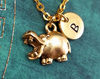 Hippo Necklace Hippopotamus Necklace Custom Necklace Personalized Jewelry Pendant Necklace Engraved Necklace Charm Necklace Hippo Jewelry