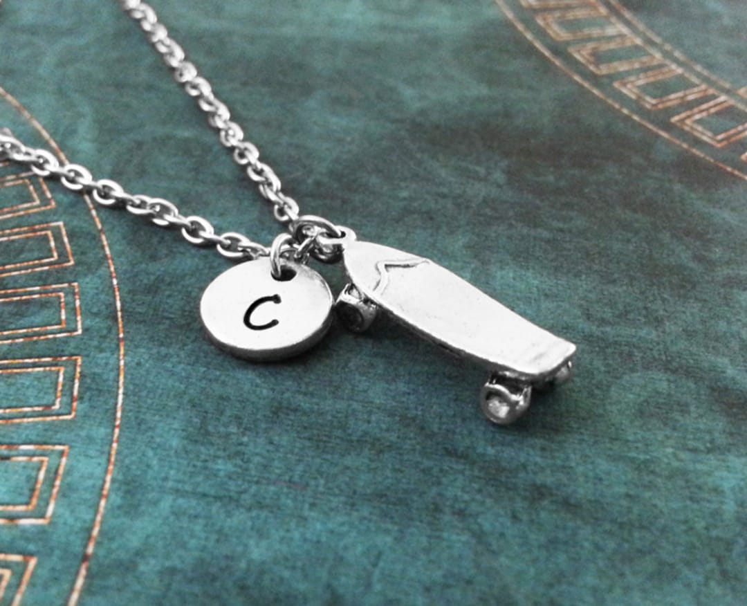 Skateboard Necklace Silver Skater Necklace Skateboard Jewelry Skater