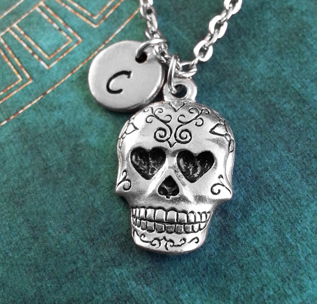 Sugar Skull Necklace Personalized Jewelry Sugar Skull Charm Necklace