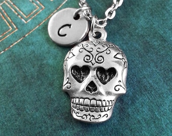 Sugar Skull Necklace Personalized Jewelry Sugar Skull Charm Necklace Pendant Necklace Sugar Skull Gift Custom Necklace Mexican Necklace