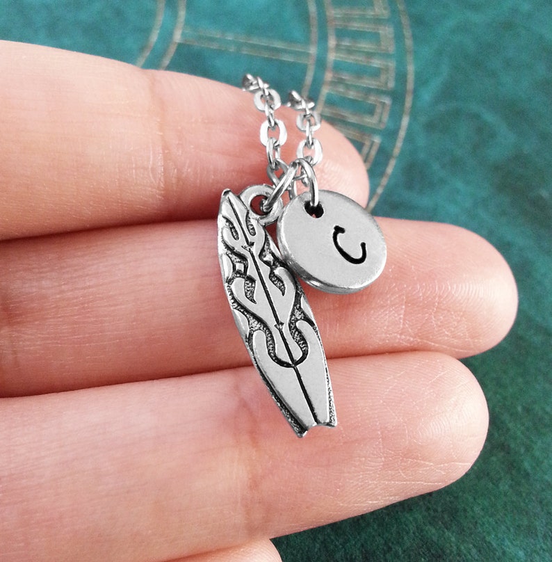 Surfboard Necklace SMALL Silver Surfboard Jewelry Personalized Etsy