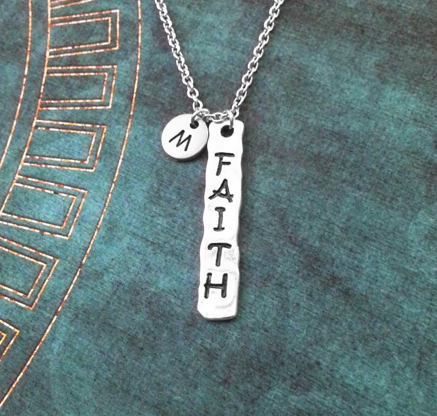 Faith Necklace Stamped Jewelry Faith Jewelry Faith Tag Etsy