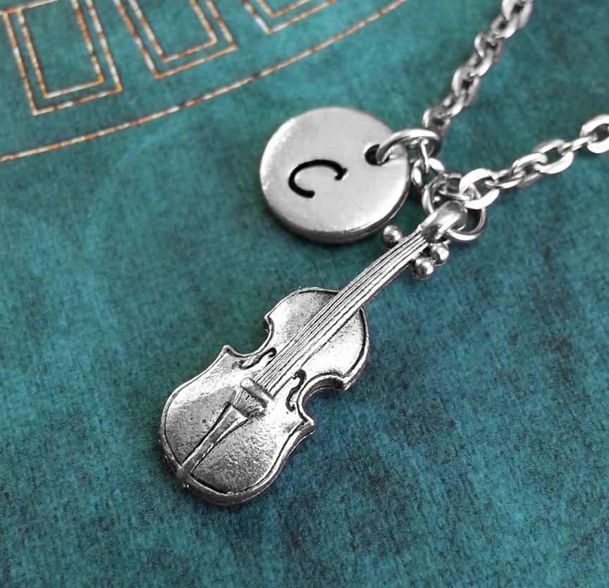 Violin Necklace Personalized Necklace Violin Pendant Etsy