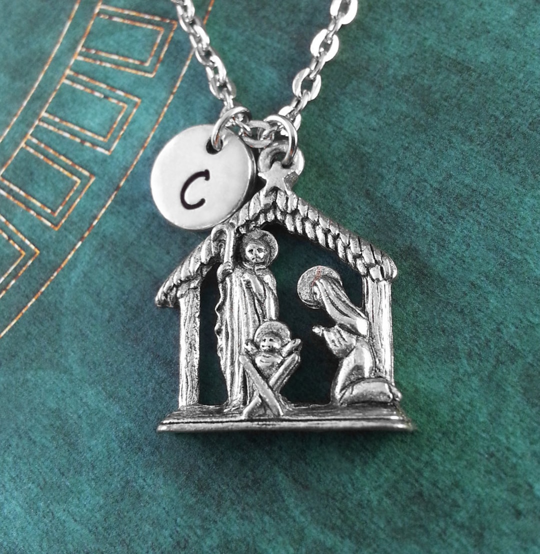 Nativity Necklace, Personalized Necklace, Nativity Scene Pendant