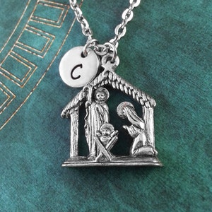 Nativity Necklace, Personalized Necklace, Nativity Scene Pendant, Custom Necklace, Charm Necklace, Christmas Jewelry, Stocking Stuffer Gift