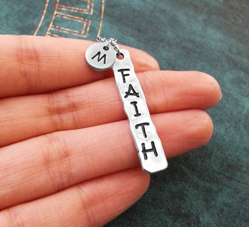 Faith Necklace Stamped Jewelry Faith Jewelry Faith Tag Etsy