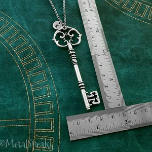 Key Necklace LARGE Key Charm Necklace Skeleton Key Jewelry Antique Key Vintage Key Pendant Personalized Jewelry Initial Necklace Key Gift image 2