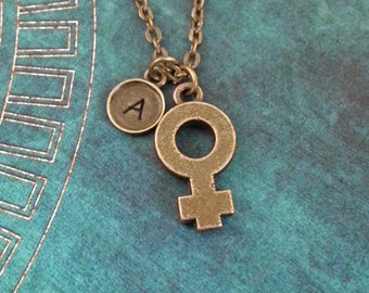Venus Necklace Bronze Venus Symbol Jewelry Feminist Necklace Feminist Jewelry Feminism Gift Girl Power Female Symbol Woman Symbol Gender