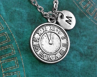 Clock Necklace, Personalized Necklace, Clock Pendant, Custom Necklace, Watch Necklace, Monogram Necklace, Clock Charm Necklace, Steampunk