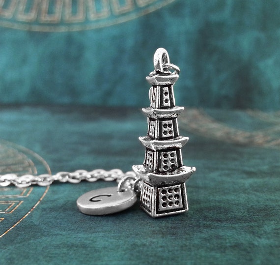 Pagoda initial necklace discount