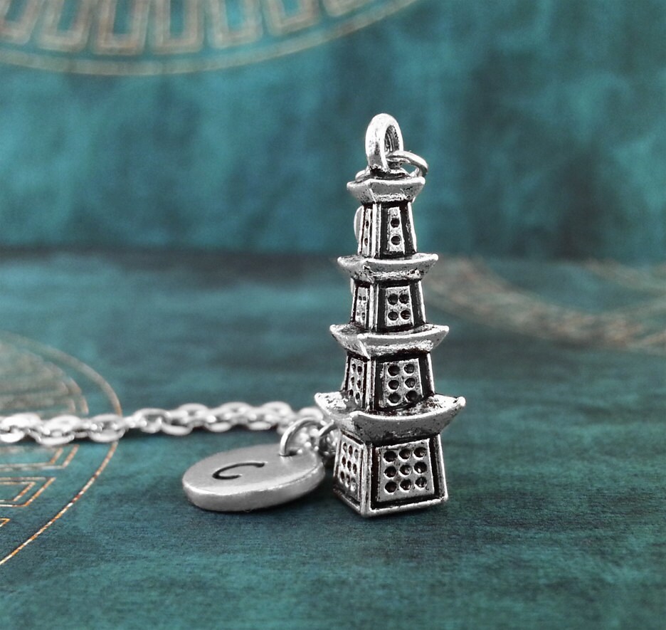 Pagoda sale initial necklace