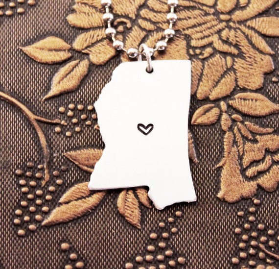 Mississippi Necklace Personalized Jewelry Hand Stamped Long