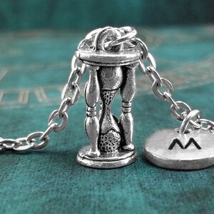 Hourglass Necklace, Personalized Necklace, Hourglass Pendant, Custom Necklace, Time Necklace, Monogram Necklace Hourglass Charm Necklace