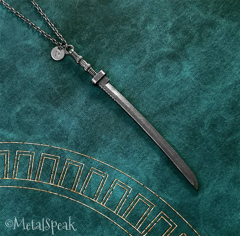 Katana Necklace LARGE Gunmetal Samurai Sword Necklace Japanese Etsy