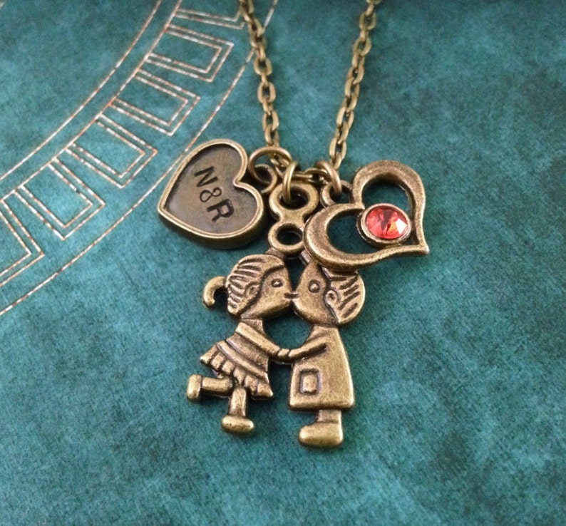 Boy and Girl Necklace Valentine's Day Gift Kissing Etsy