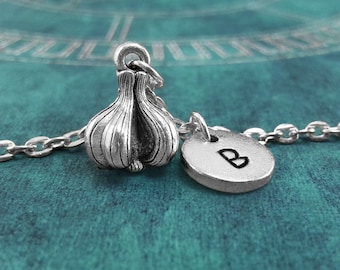 Garlic Necklace VERY SMALL Garlic Jewelry Personalized Jewelry Garlic Pendant Vampire Necklace Monogram Necklace Garlic Charm Necklace