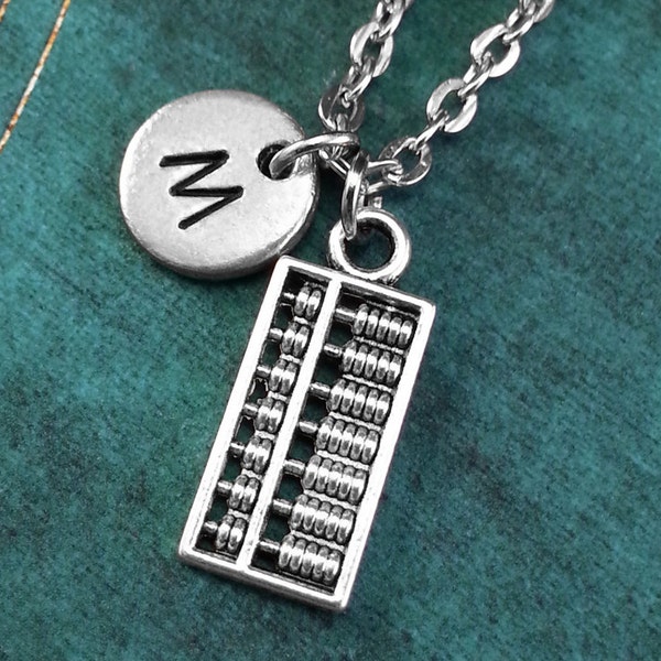 Abacus Necklace, Personalized Necklace, Abacus Pendant, Custom Necklace, Math Necklace, Monogram Necklace Abacus Charm Necklace