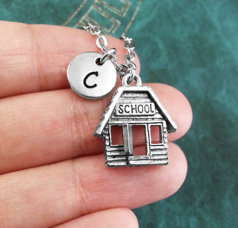 School Necklace SMALL Schoolhouse Necklace Back to School Etsy