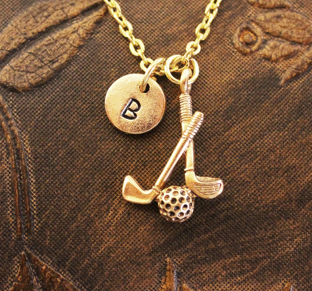 Golf Necklace, Initial Necklace, Personalized Necklace, Engraved