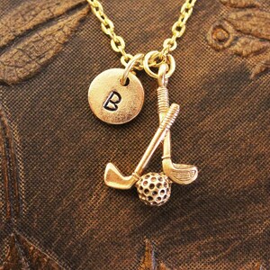 Golf Necklace, Initial Necklace, Personalized Necklace, Engraved Necklace, Golf Club Necklace, Monogram, Gold Necklace, Father&#39;s Day Gift