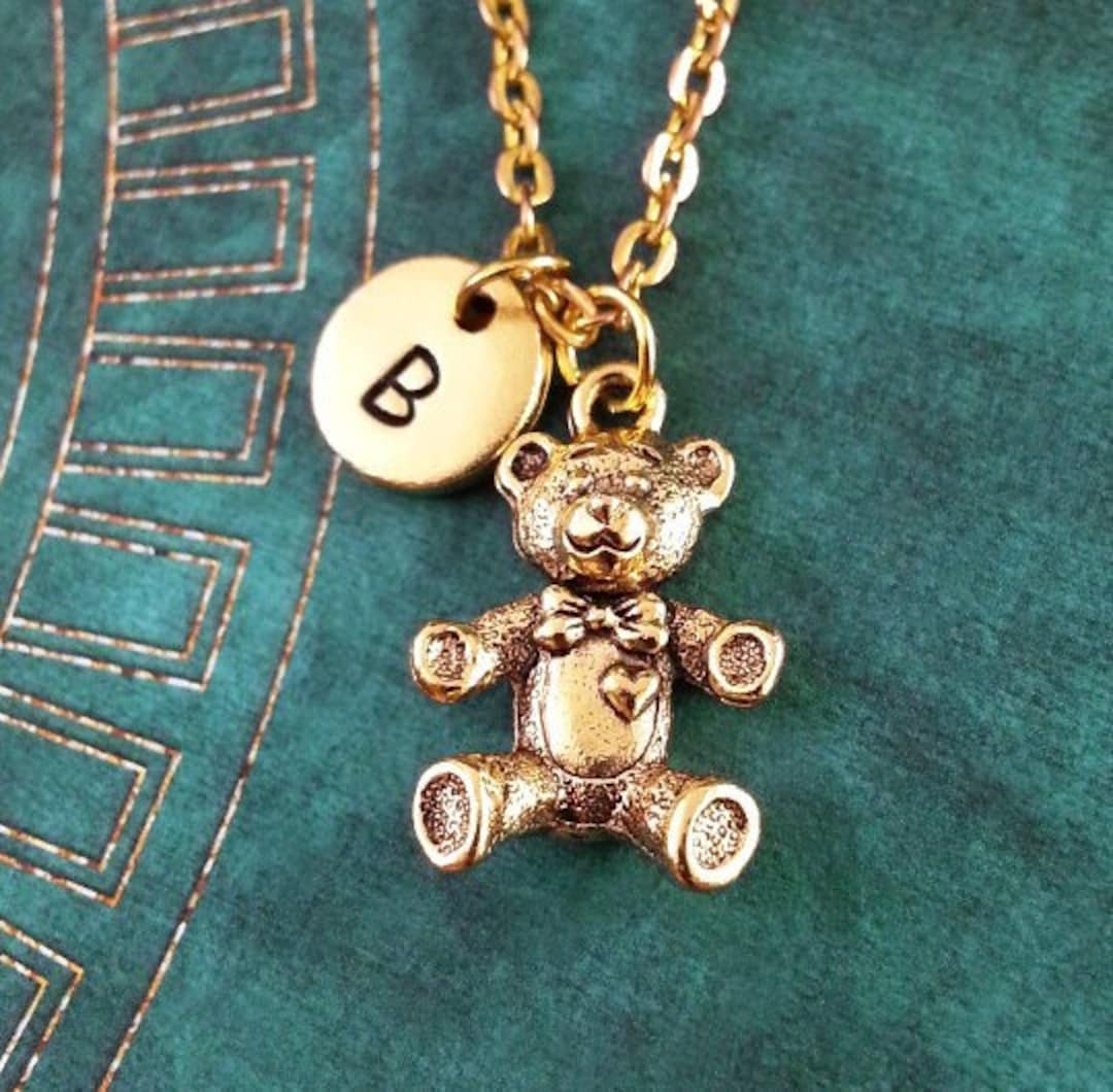 Diamond Teddy Bear Pendant Necklace With Pearl Charm | HX Jewelry