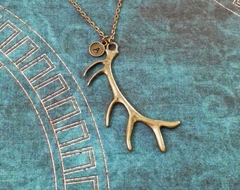 Antler Necklace LARGE Bronze Antlers Necklace Deer Jewelry Hunting Necklace Hunting Jewelry Hunting Gift Brass Anter Jewelry Antler Pendant