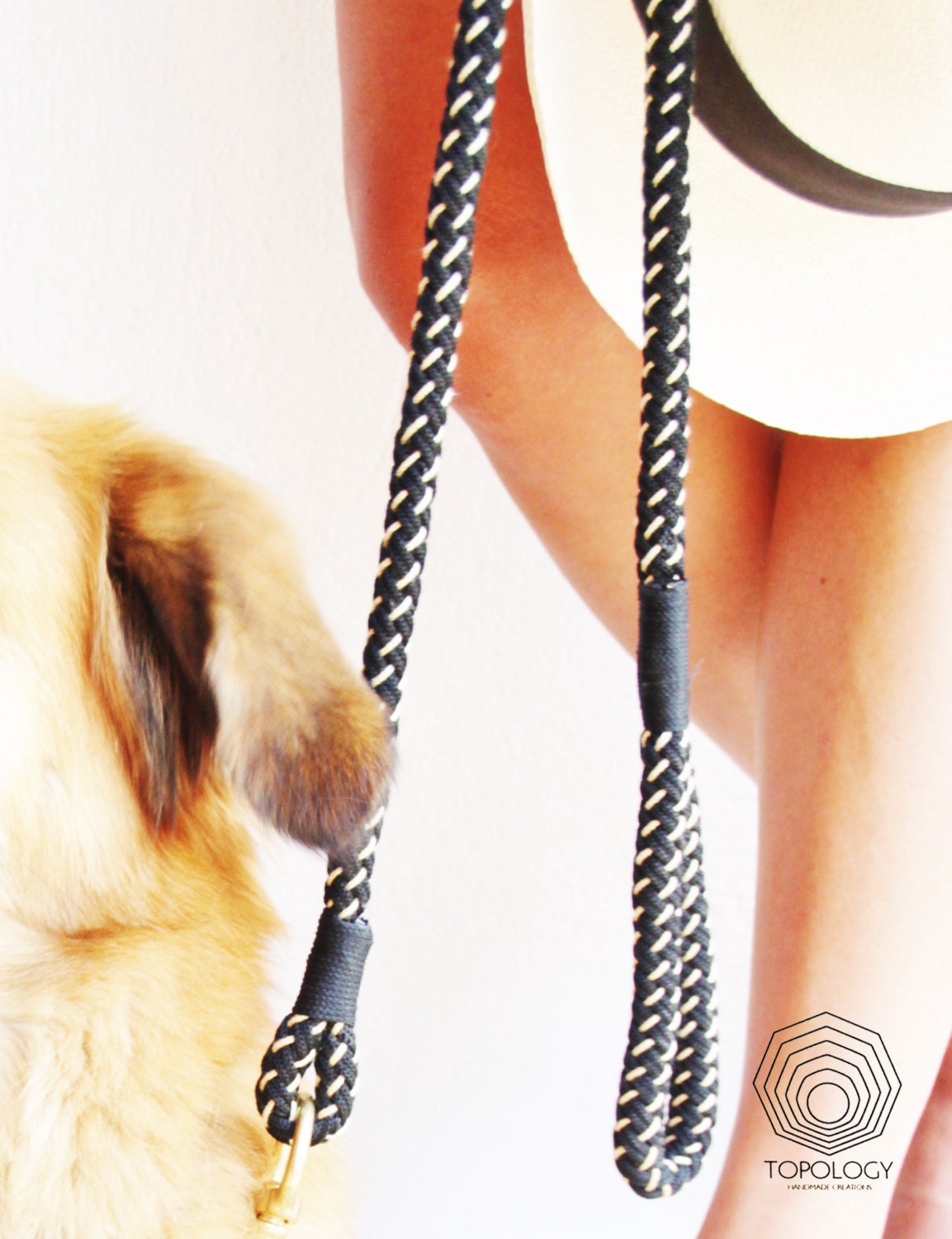 Black and Gold Rope Dog Leash With Brass Snaphook. Stylish Etsy