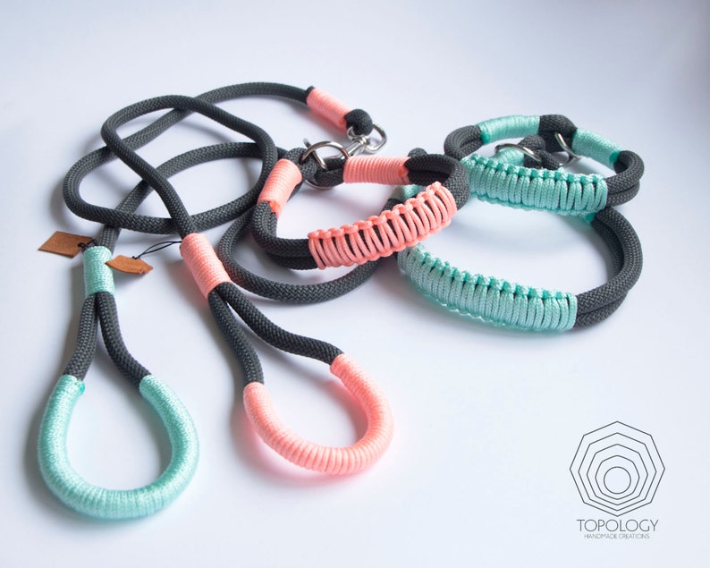 Seil Hund Halsband. Chic Kletterseil Kragen in Mint und Kohle Etsy