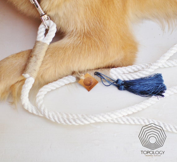 white rope dog collar
