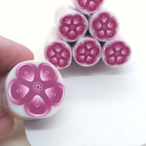 Polymer clay flower cane,Burgundy cane, Raw polymer clay cane, Unbaked polymer clay, Supplies jewelers millefiori polymer clay cane.