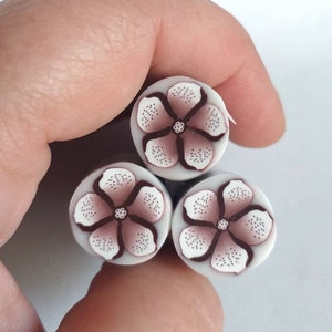 Polymer clay flower cane, Bronw cane, raw polymer clay cane, unbaked polymer clay, supplies jewelers millefiori polymer clay cane.
