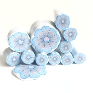 Polymer clay flower cane,  Blue flower cane, Raw polymer clay cane, Unbaked polymer clay, Supplies jewelers millefiori polymer clay cane.